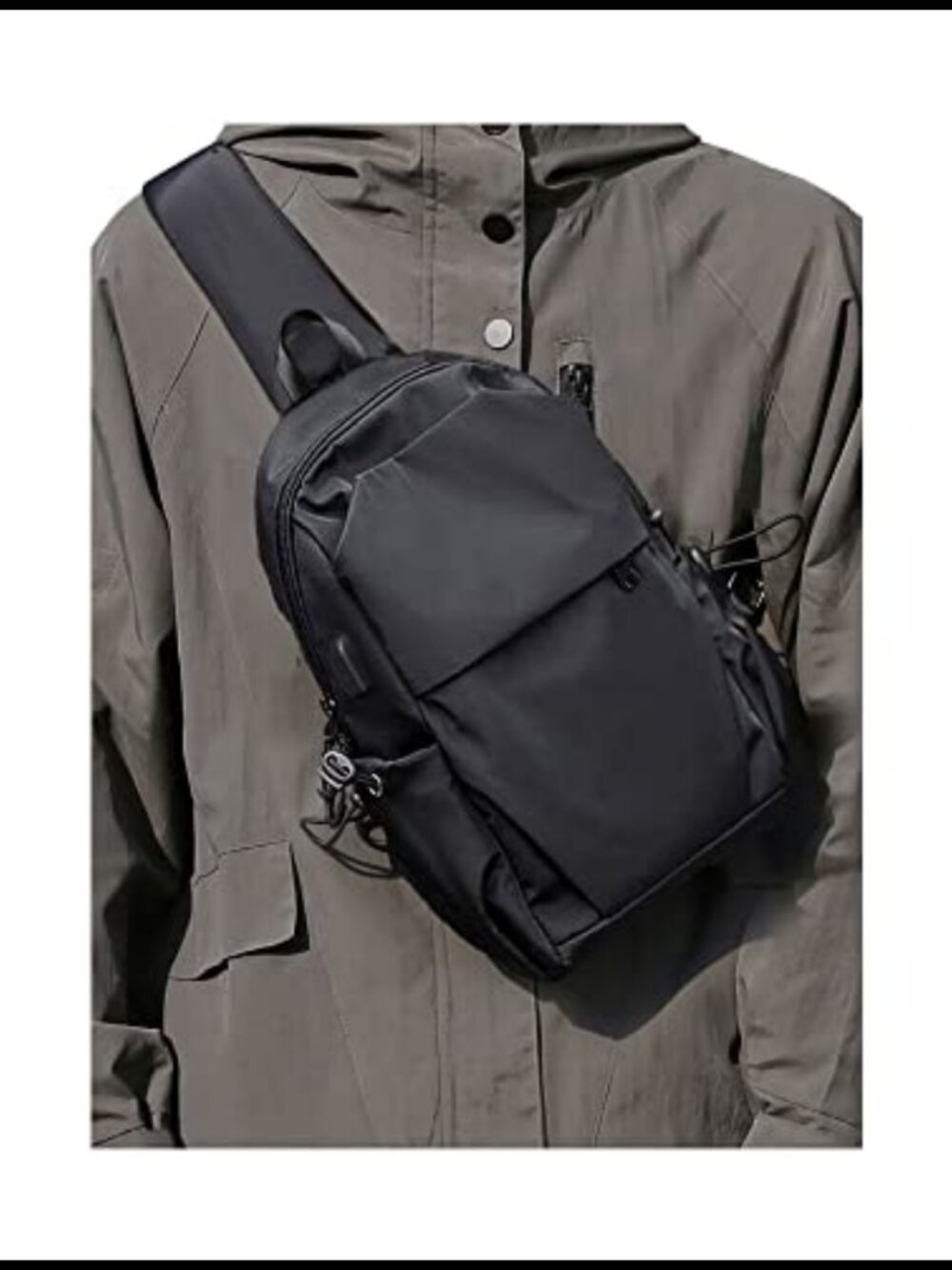 SEAFEW Nylon Sling Crossbody Backpack One Strap USB Charging Port